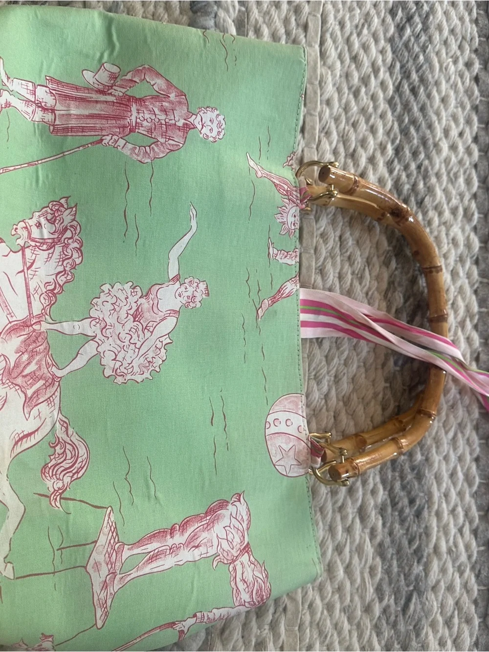 Melly M boutique purse with bamboo handed. Unique print!